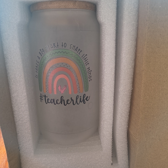 Rainbow Teacher Life Glass Jar - Picture 1 of 1